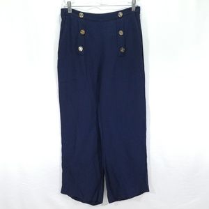 Draper James Blue Button Trim Sailor Pants 6